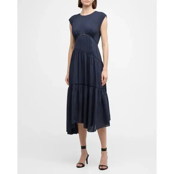 chinese dress ladies Gathered seam lace inset dress main image 1
